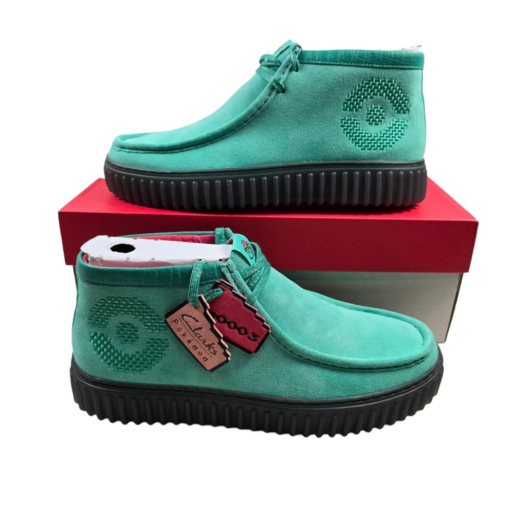 Clarks Torhill Explore X Pokémon Venusaur Turquoise Suede Chukka, Mens Sz 9 NEW